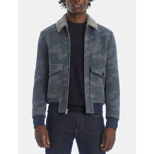 Paisley & Gray Melange Camo Wool Sherpa Bomber Jacket Medium